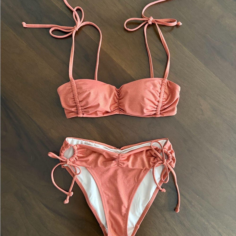 VS Brown Ginger Glaze Shine Ruched Bikini